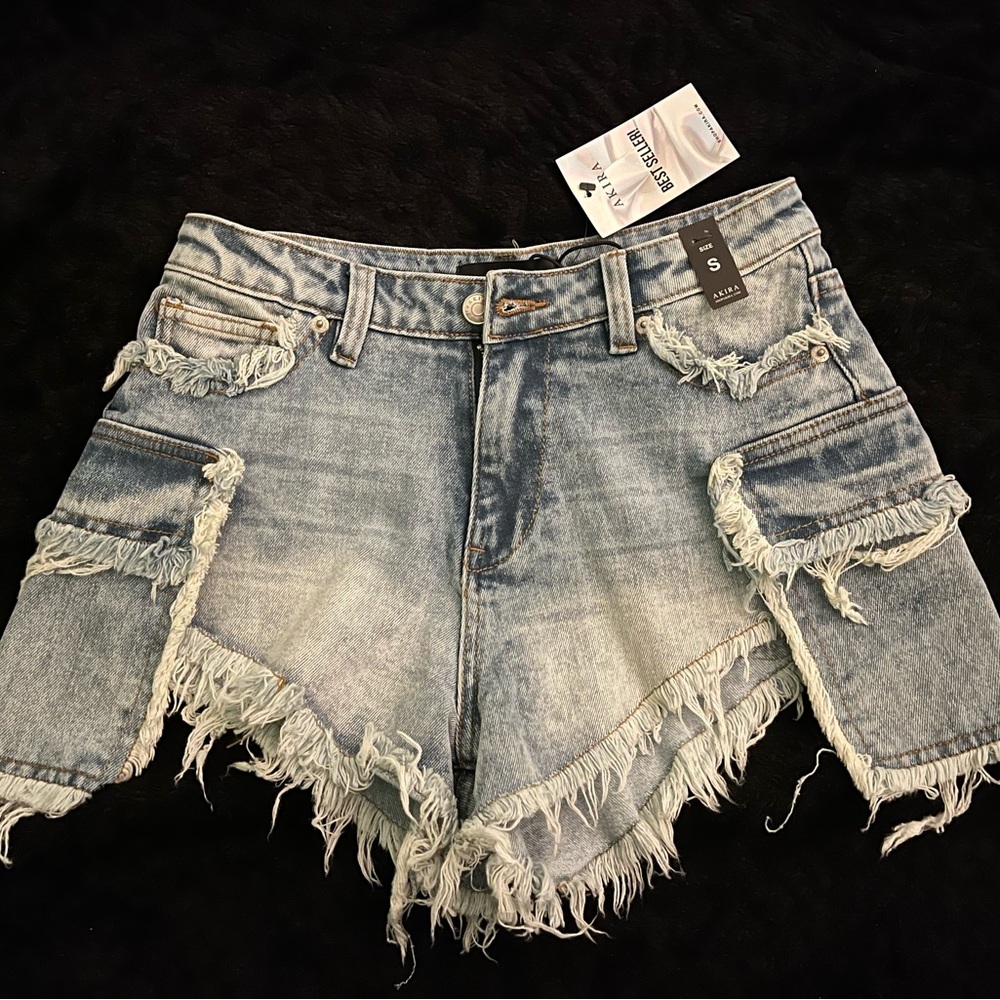 AKIRA Blue Distressed Jean Shorts